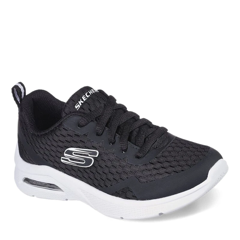 Skechers Boy's Microspec Max Sneakers, Black Textile/ Black & White Trim, 5.5 UK Child