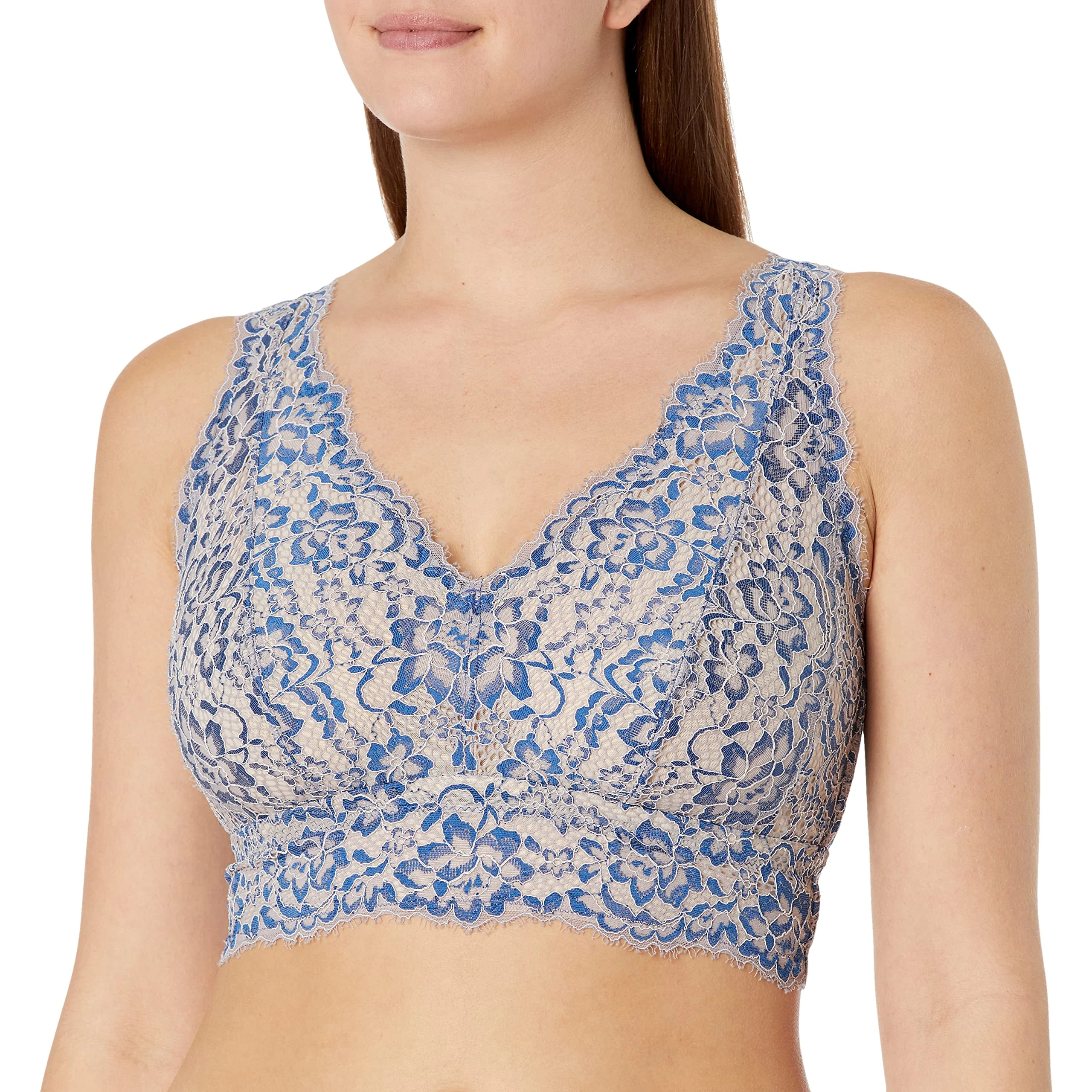 Cosabella Women's PRET a Porter Curvy Longline Bralette, Navy Blue/Canvas, M