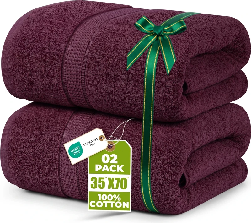 Utopia Towels - Premium Jumbo Bath Sheet (90 x 180 cm, 8 Pack) - 100% Ring Spun Cotton Highly Absorbent and Quick Dry Extra Large Bath Sheet - Super Soft Hotel Quality Towel (Burgundy)