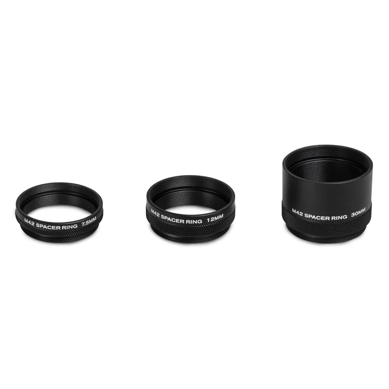 Celestron 93618 M42 Spacer Kit - Includes 7.5mm, 12mm and 30mm Spacer Rings to Adjust Back-Focus Between Camera and Telescope, Black