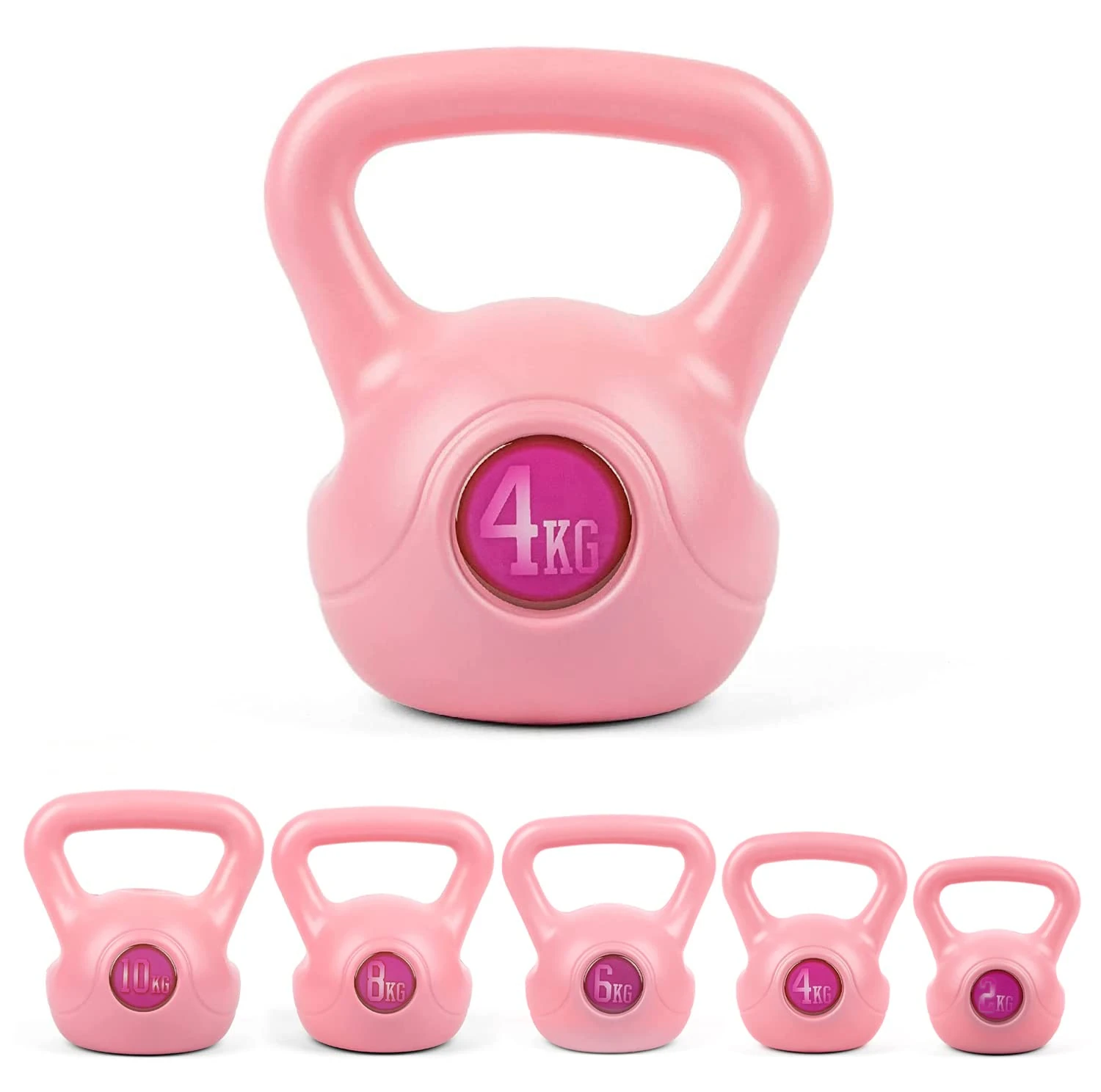 Phoenix Fitness RY1421 Vinyl Kettlebell - Heavy Weight Kettle Bell for Home Gym Workout Equipment Strength Fitness Pilates Weight Training - Pink, 4kg