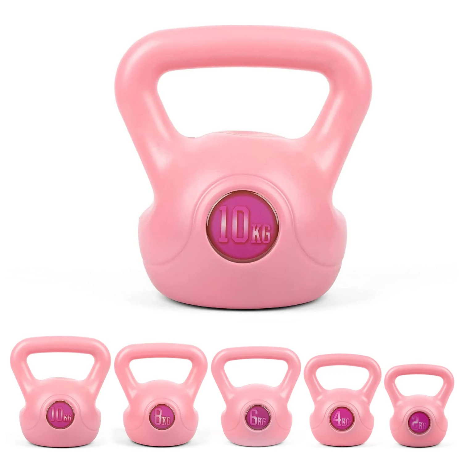 Phoenix Fitness RY1424 Vinyl Kettlebell - Heavy Weight Kettle Bell for Home Gym Workout Equipment Strength Fitness Pilates Weight Training, Pink, 10kg