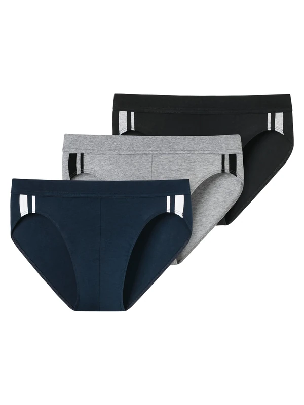 Schiesser Men's 3 Pack Briefs Soft Waistband and Stripes Organic Cotton - 95/5 Organic