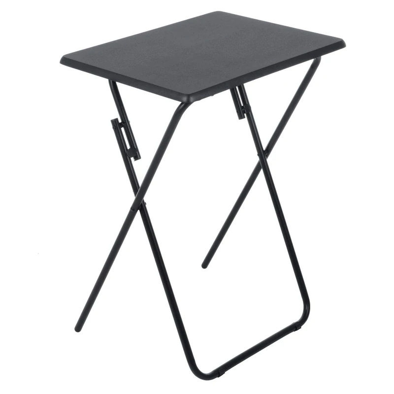 Azuma Adjustable Folding Side Table | Portable, Lightweight, Ideal for Camping, Festivals, Garden parties bedside table & Picnics, PVC Laminated MDF, Powder-Coated Steel Legs, Indoor & Outdoor | Black