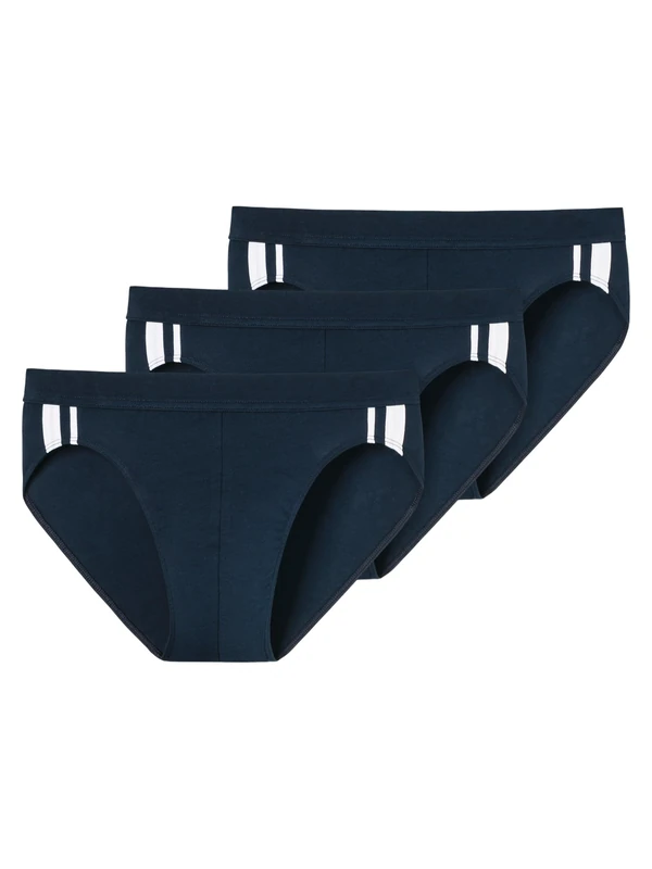 Schiesser Men's 3 Pack Briefs Soft Waistband and Stripes Organic Cotton - 95/5 Organic
