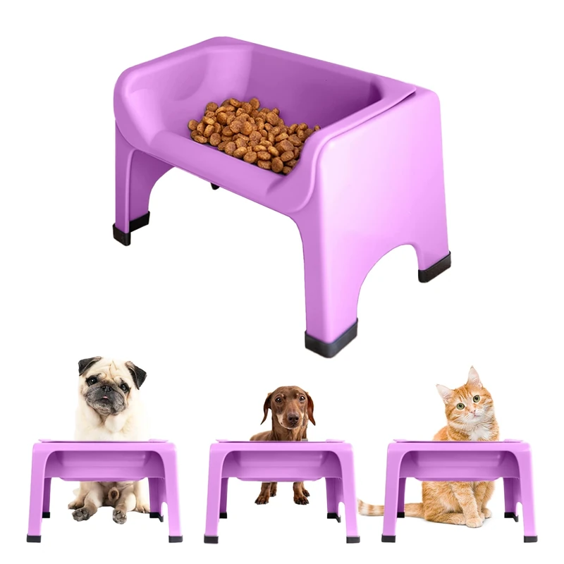The Fluff Trough Elevated Dog and Cat Bowl Feeding System with Silicone Bowl for Small to Medium Pets - Vet Approved, Food Safe, Non-Toxic, Dishwasher Safe, Perfect for Flat-Faced Pets, Purple