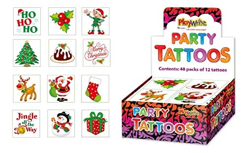 Playwrite 48 x Christmas Children's Temporary Tattoos (4 packs of 12)