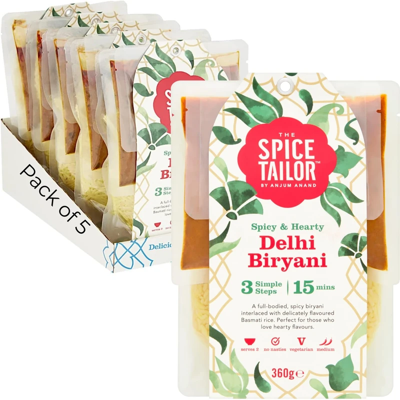 The Spice Tailor, Biryani Kits, Delhi Biryani in 15 Minutes with 3 Simple Steps, 360 g Packet (Pack of 5)