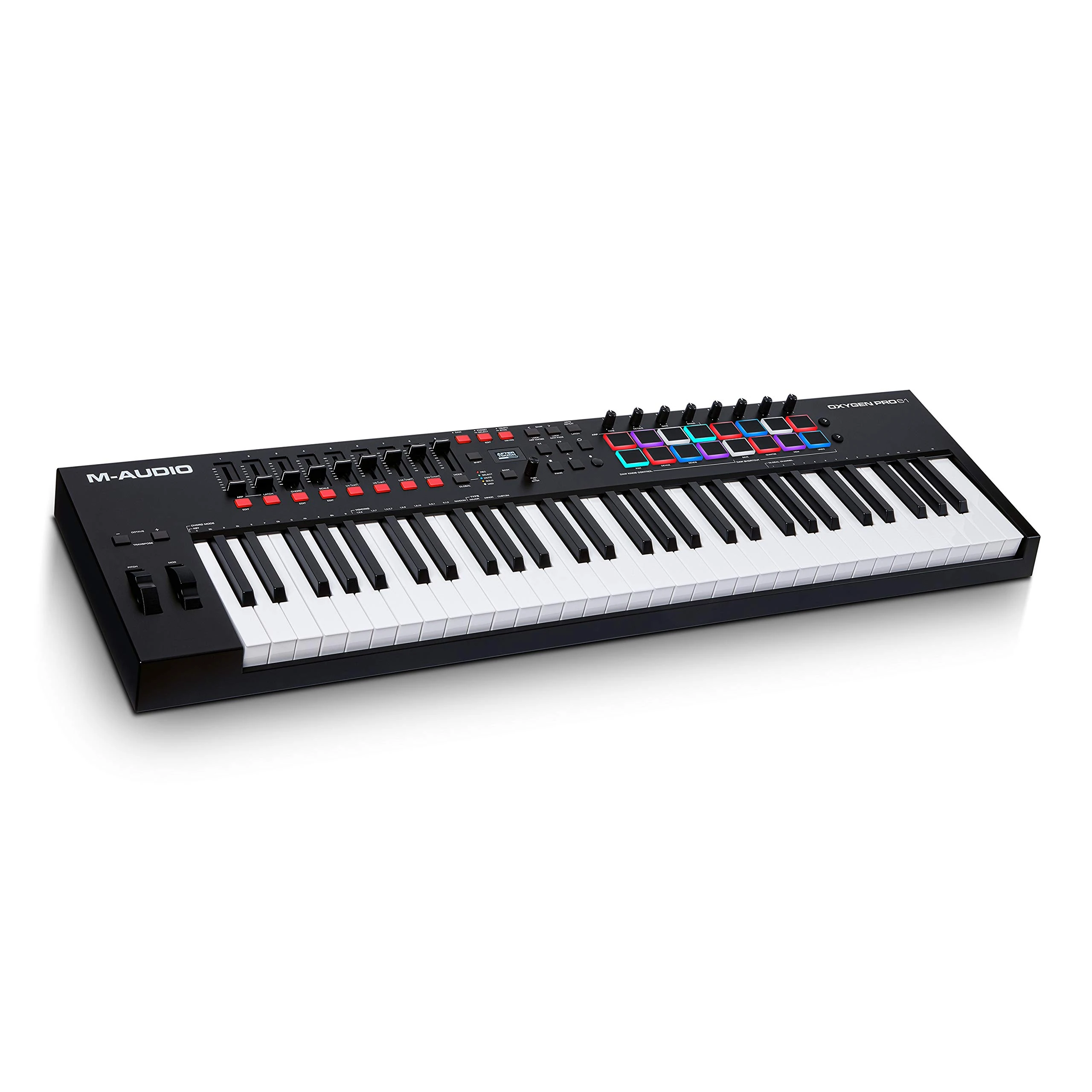 M-AUDIO Oxygen Pro 61-61 Key USB MIDI Keyboard Controller With Beat Pads, MIDI-assignable Knobs, Buttons and Faders and Native Instruments Sound Package (NKS Integration)