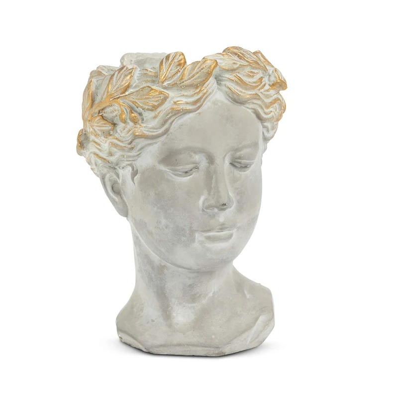 Abbott Collection 27-APHRODITE-535-SM Small Woman Head Planter, Grey/Gold - Image 1