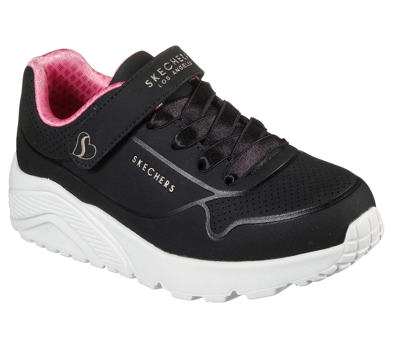 Skechers Girls' Uno Lite Trainer, Black, 4 UK Toddler