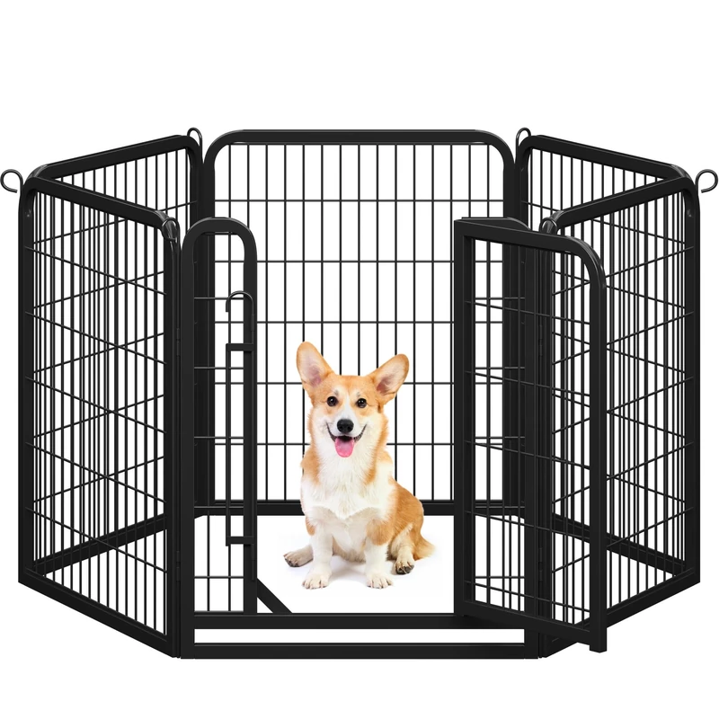 Yaheetech Dog Playpen Foldable Pet Play Pen for Dogs/Cat/Rabbit Portable Puppy Playpen Indoor Outdoor 6 Panel 80 cm