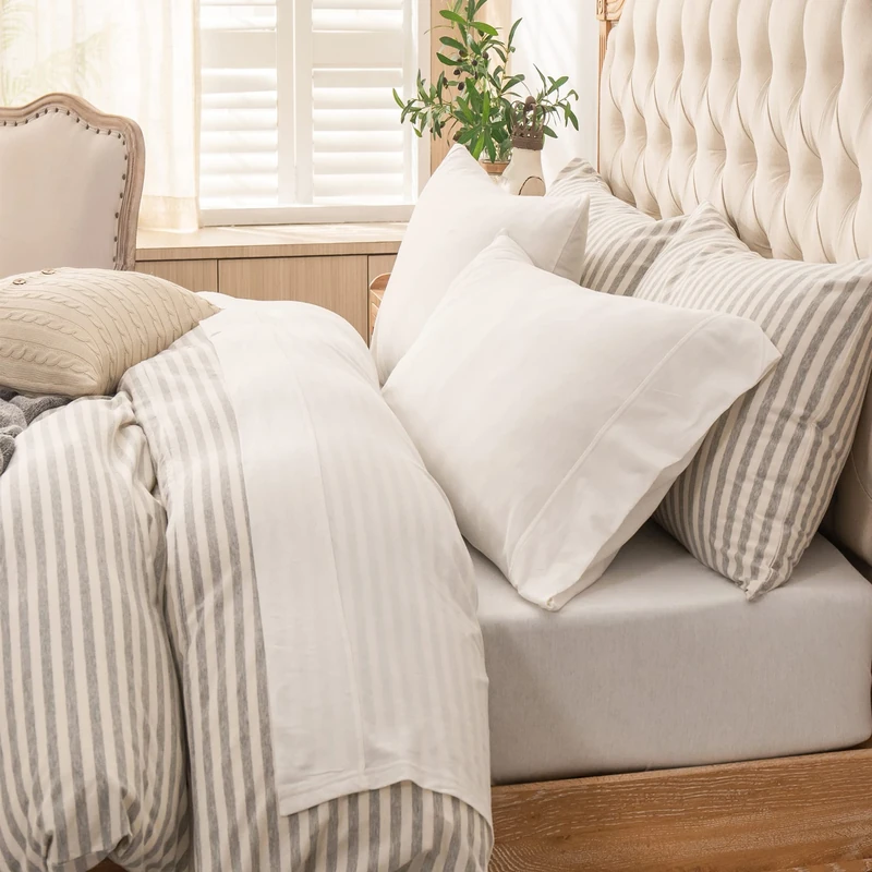 PURE ERA Jersey Sheet Set - 100% Cotton - Super Soft - Comfy and Breathable - Fits Mattress Upto 20" - Extra Deep Pocket - 4 Piece Set (Off White, Queen)