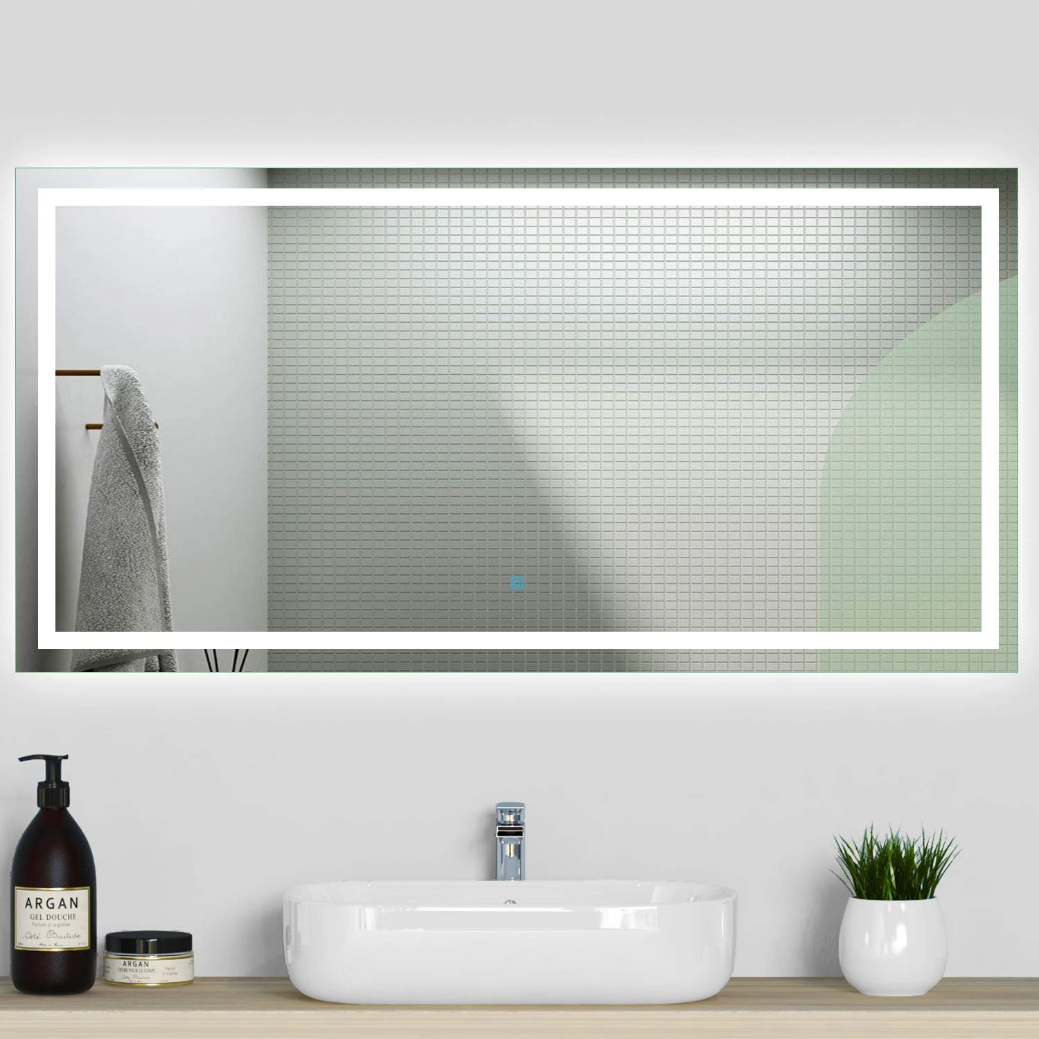 Xinyang 1500x800 Large Bathroom Mirrors with Lights,Heated Demister Pad,Touch Sensor Switch Wall Mounted