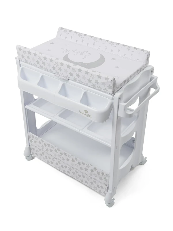 BABYLO Smart Changer with Bath Unit with Clever and Convenient Storage, Metric Moon and Stars