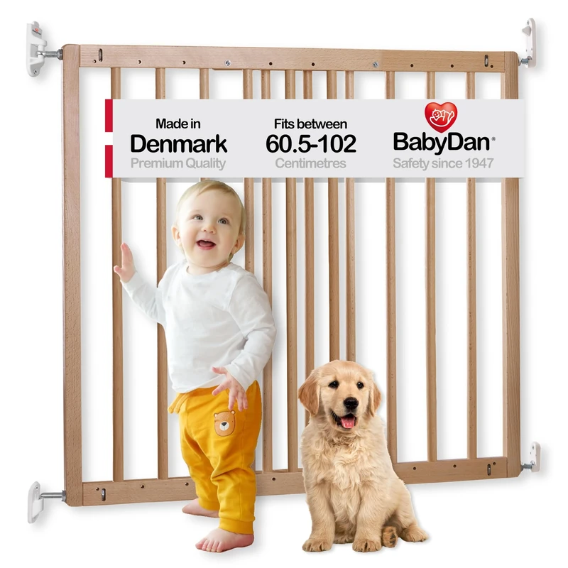 BabyDan Odense, 60.5-102 cm, Extendable Stair Gate, Wood, Made in Denmark - Pet Gate