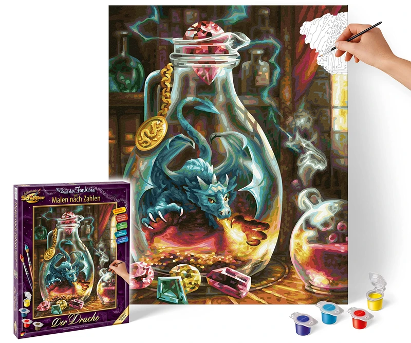 Schipper 609130845 Painting by Numbers - The Dragon - Painting Pictures for Adults Including Brush and Acrylic Paints 40 x 50 cm