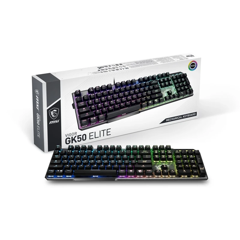 MSI VIGOR GK50 ELITE BOX WHITE clavier USB QWERTZ Français Noir, Métallique