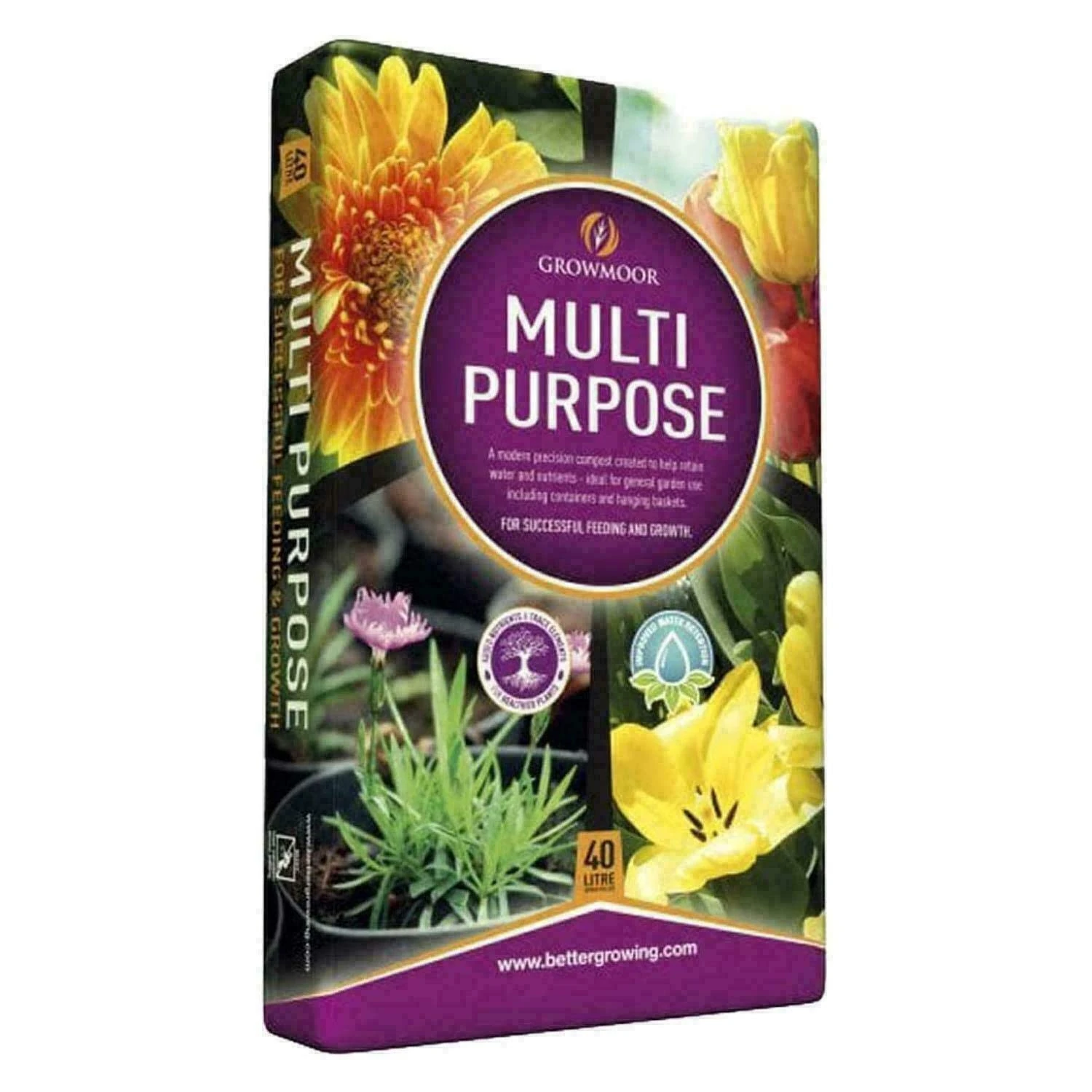 Multi Purpose Plant Care Gardening Compost Potting Soil Growing Flower Help Retain Water Growmoor 40L (1)