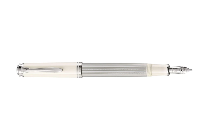 Pelikan Souverän M405 815413 Piston Fountain Pen Silver/White F in Folding Box