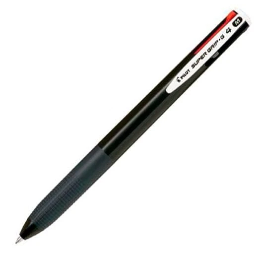 Pilot Super Grip G 4 Colours Retractable Rubber Hold Ink Oil Base Body Black