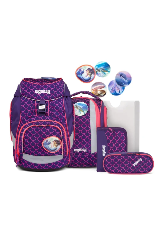 ergobag Pack Ergonomic School Backpack Set of 6, Pearl Diving Bear, Standard Size, School Bag Set
