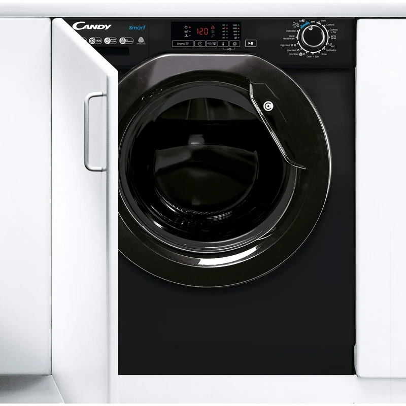 CANDY CBD 485D1BBE Integrated Washer Dryer, 8kg Wash & 5kg Dry, 1400 rpm, Quick Washes, Hygiene Cycle, Black
