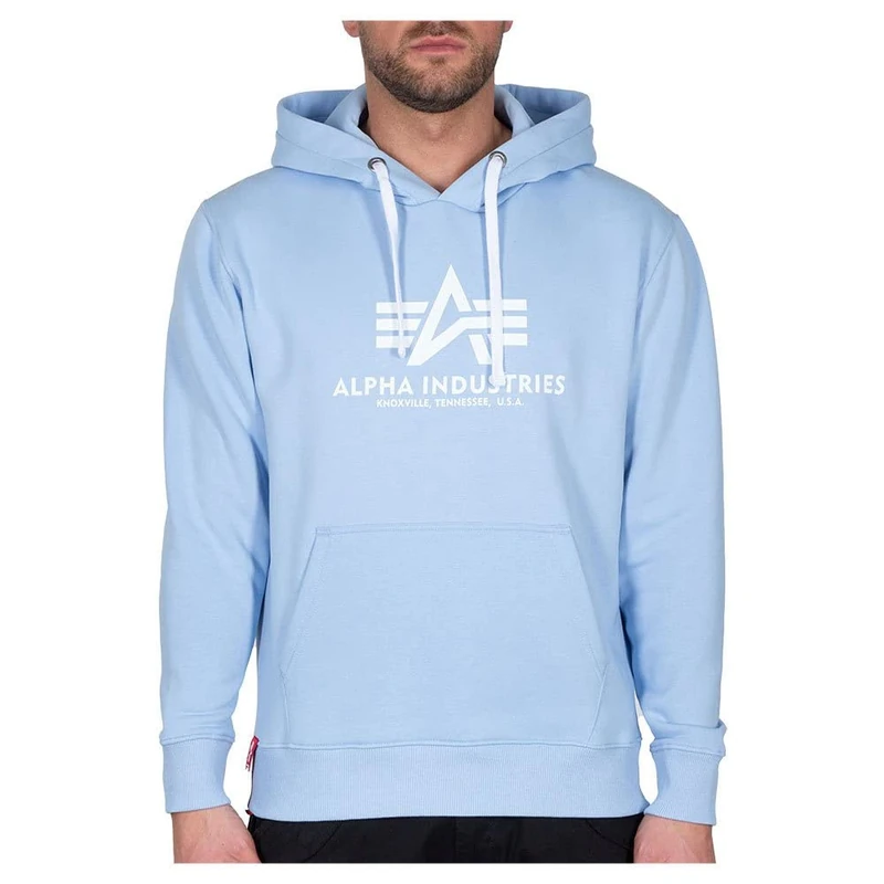 Alpha Industries Basic Hoody Hooded Sweat for Men Light Blue