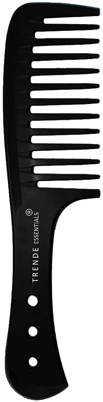 Trende Essentials Wide Tooth Comb 1 Pc - Detangler And Heat Resistant With Proper Ventilation-Especially Designed For Wet Curly Hair With Suitable Handgrip (WTC) black