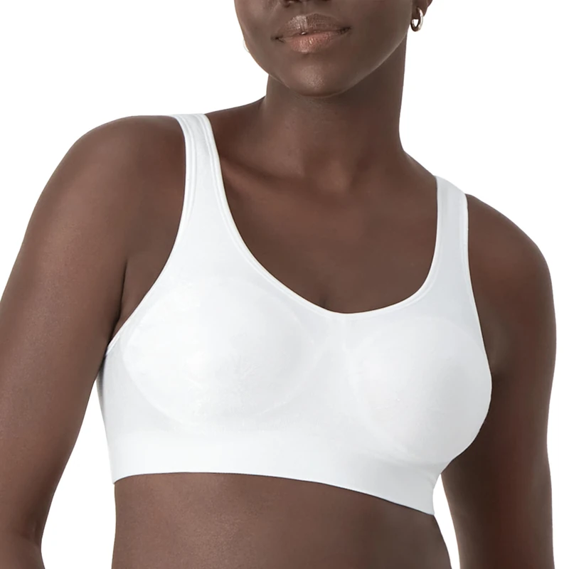 Bali Women's Wireless, Comfort Revolution Full-Coverage Wirefree Bra, Moisture-Wicking, Opaque, White Tropic, M - Image 1