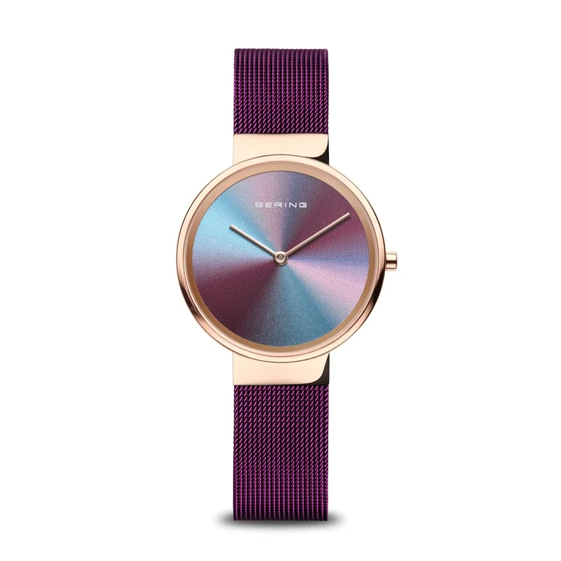 BERING Women's Watch Quartz Movement - Anniversary Collection with Stainless Steel and Sapphire Crystal 10X31-Anniversary3 , Gold/Violet