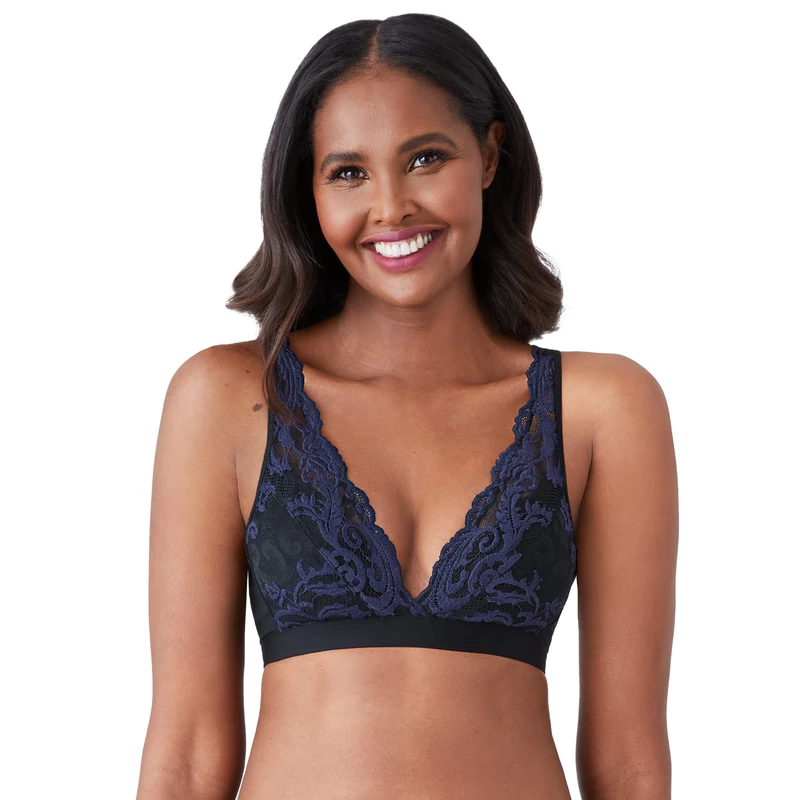 Wacoal Women's Instant Icon Bralette Plunge Bra, Black/Eclipse, XL - Image 1