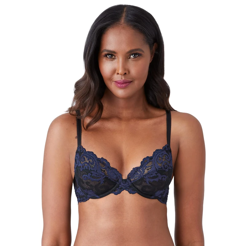 Wacoal Women's Instant Icon Underwire Bra, Black/Eclipse, 32DDD