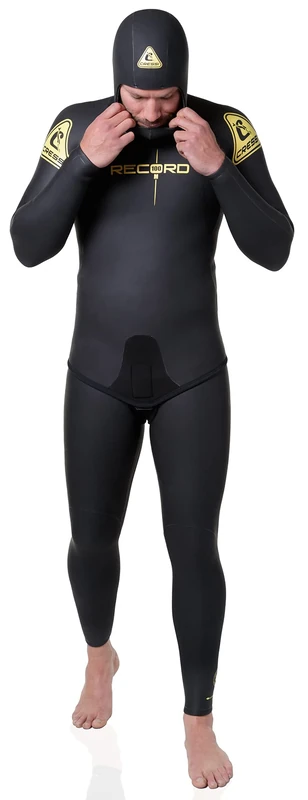 Cressi Men's Vintage Record Lim. Ed. Man 3 piece wetsuit jacket hood pants in 5mm neoprene for freediving and fishing, Black, S UK