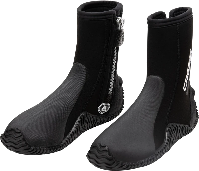 Cressi Unisex Korsor Semi-rigid 7mm Boots with semi rigid sole for diving, Black, S UK