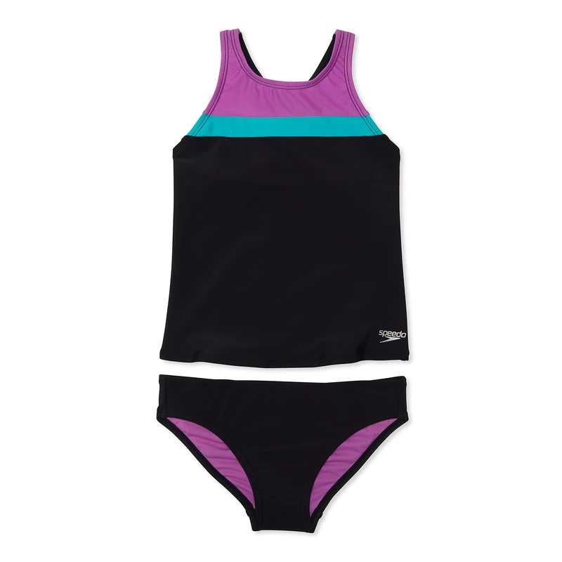 Speedo Girl's Swimsuit Two Piece Tankini Mesh Thick Strap