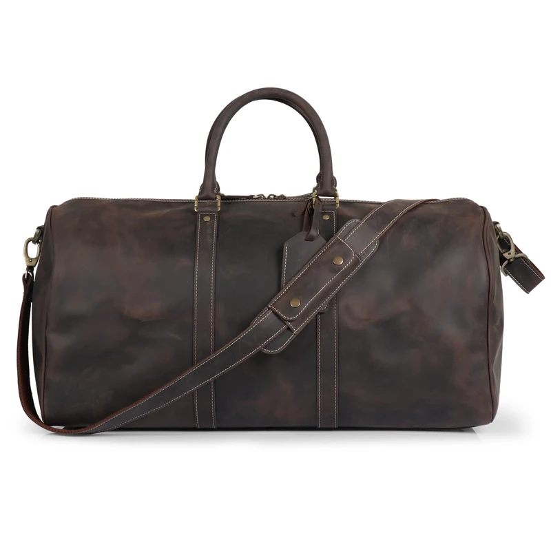 Londo Leather Duffel Bag for Men & Women - Overnight Weekend Travel Bag with Shoulder Strap - Top Grain Leder