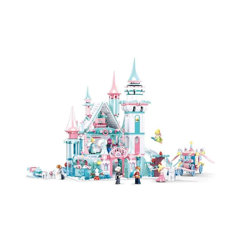Sluban Klemmbausteine SL95659 Magic Winter Castle (1324 Pieces) [M38-B0789], Play Set, Clamping Blocks, Girls Dream, with Toy Figure, Girls' Dream, Colourful