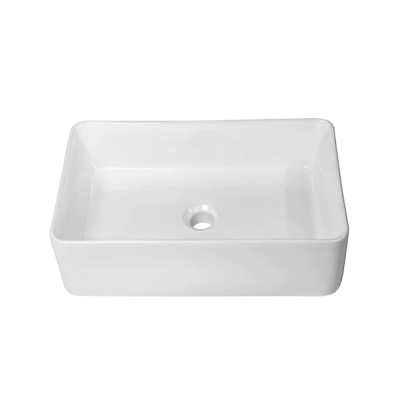Lordear Vessel Sink Rectangle 21"x14" Bathroom Sink Rectangular Modern Above Counter White Porcelain Ceramic Vessel Vanity Sink Art Basin