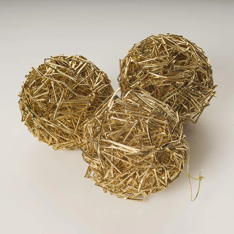 Express Flor Christmas Balls, Paper, Gold, 12x12cm