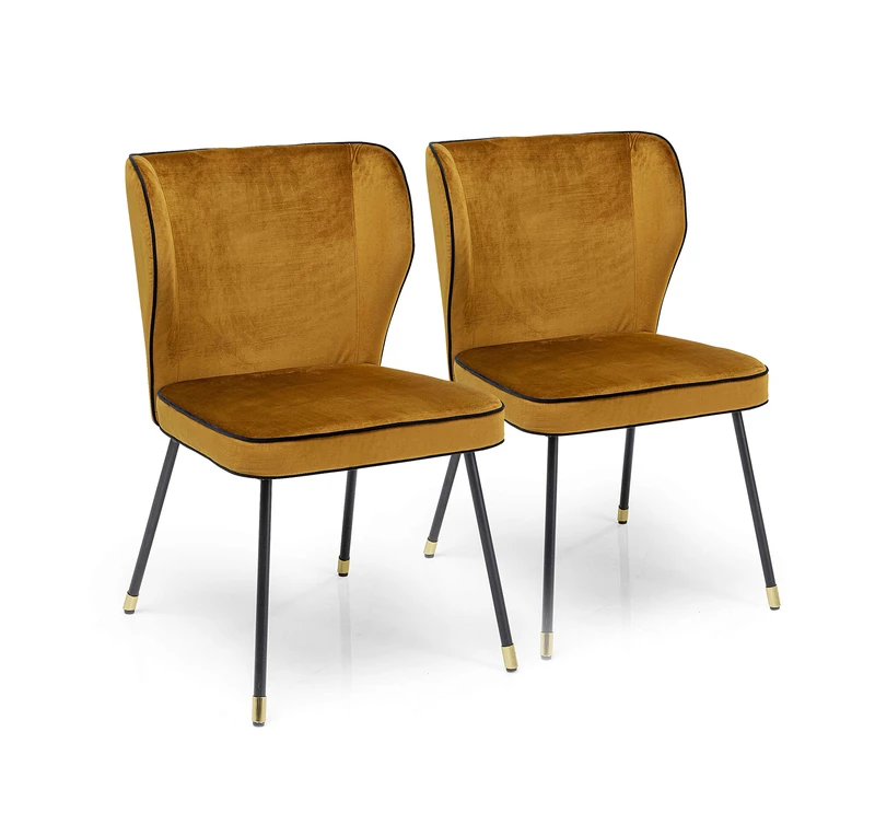Kare Irina Chair (Set of 2), Polyester, Curry Yellow - Image 1