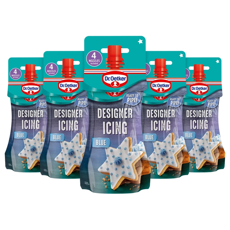 Dr. Oetker Blue Designer Piping Icing & Nozzles, 915 g