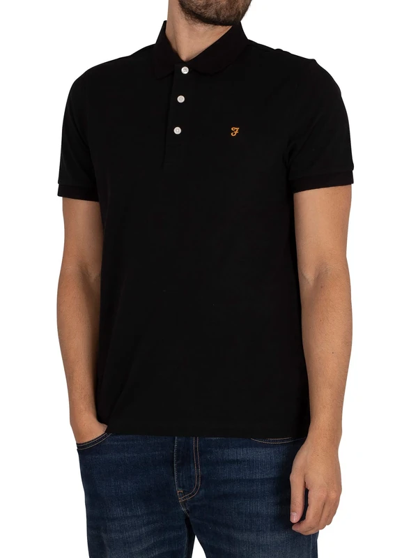 Farah Mens Blanes Polo Shirt, Black, L UK - Image 1