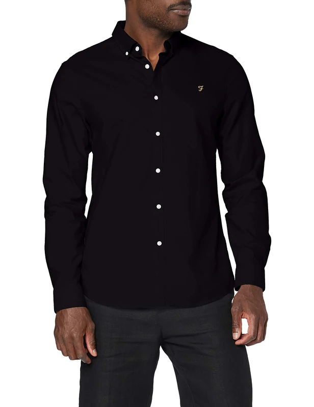 Farah Mens Long Sleeve Shirt Black L