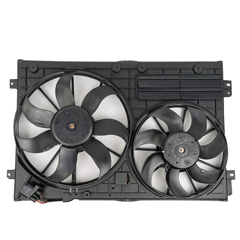 Focreedy VW102 Replacement Dual Radiator & Condenser Cooling Fan Assembly for Volkswagen Jetta 2.0L VW Tiguan for Audi A3 TT