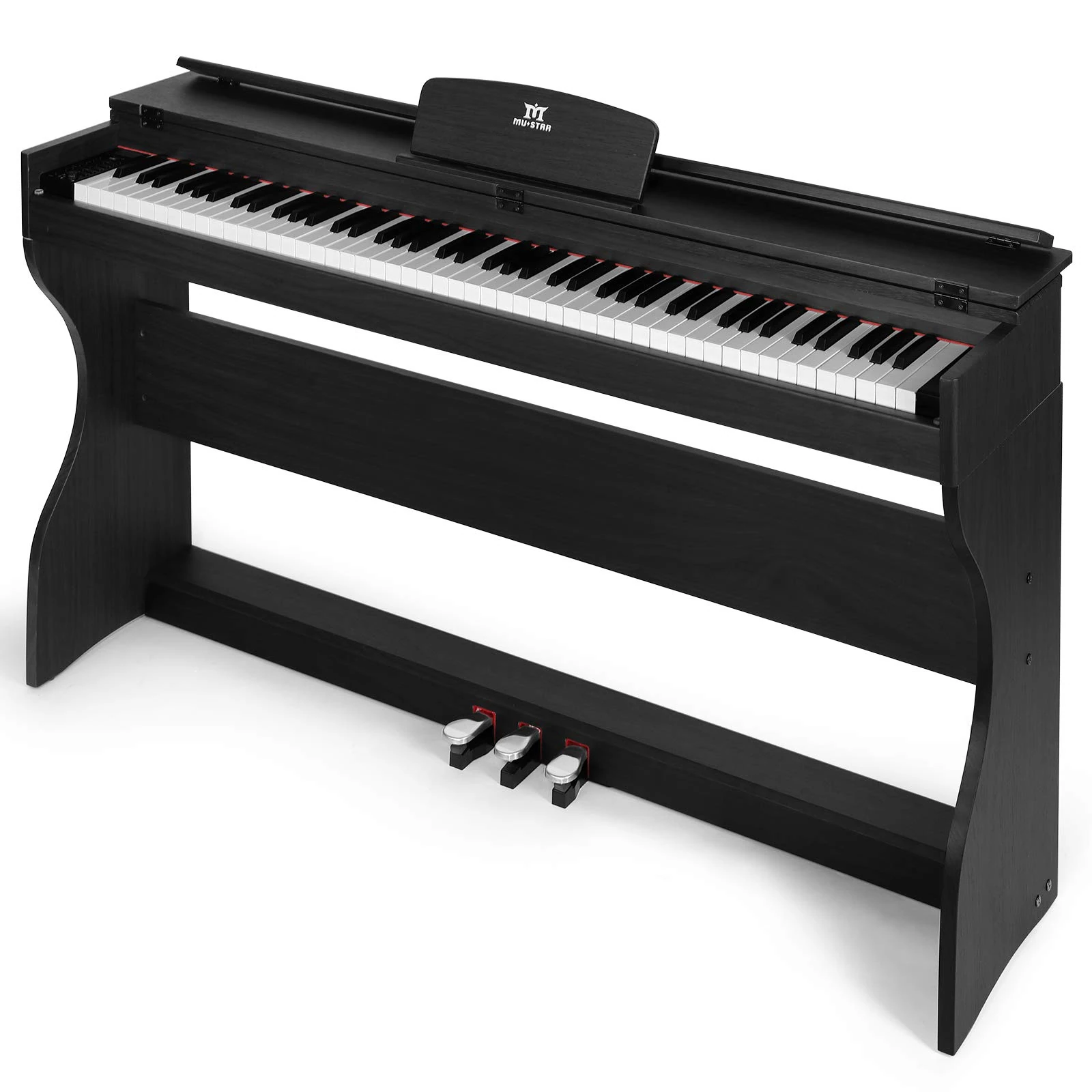MUSTAR Digital Piano 88 Weighted Keys, Full Size 88 Key Piano Keyboard Semi Weighted, Home Electric Piano with Furniture Stand and Triple Pedal, Music Stand, USB MIDI, Black
