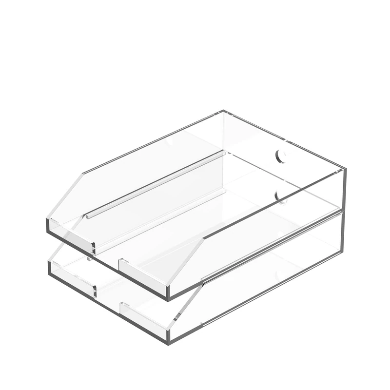 EXPUTRAN (2pcs Pack) Stackable Acrylic Paper Trays, Desk File Organizer, A4 Paper Holder, Letter Tray