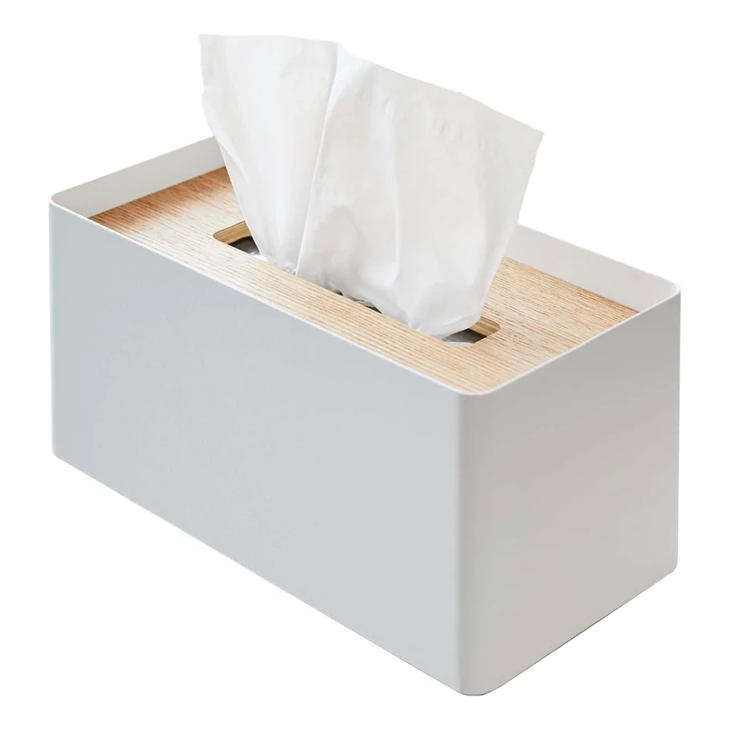 Yamazaki Home Box Cover Lid | Steel | Tissue Case, One Size, Ash