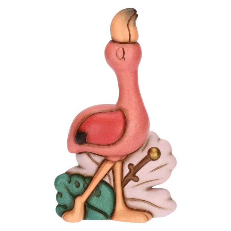 THUN - Medium Rose Flamingo in Ceramic, Exotic Elegance Line - Decorative Figurine for Indoor and Home Furnishings, Pink Variant with Decorations, Measures 8.0 x 4.8 x 13.6 cm - Image 1