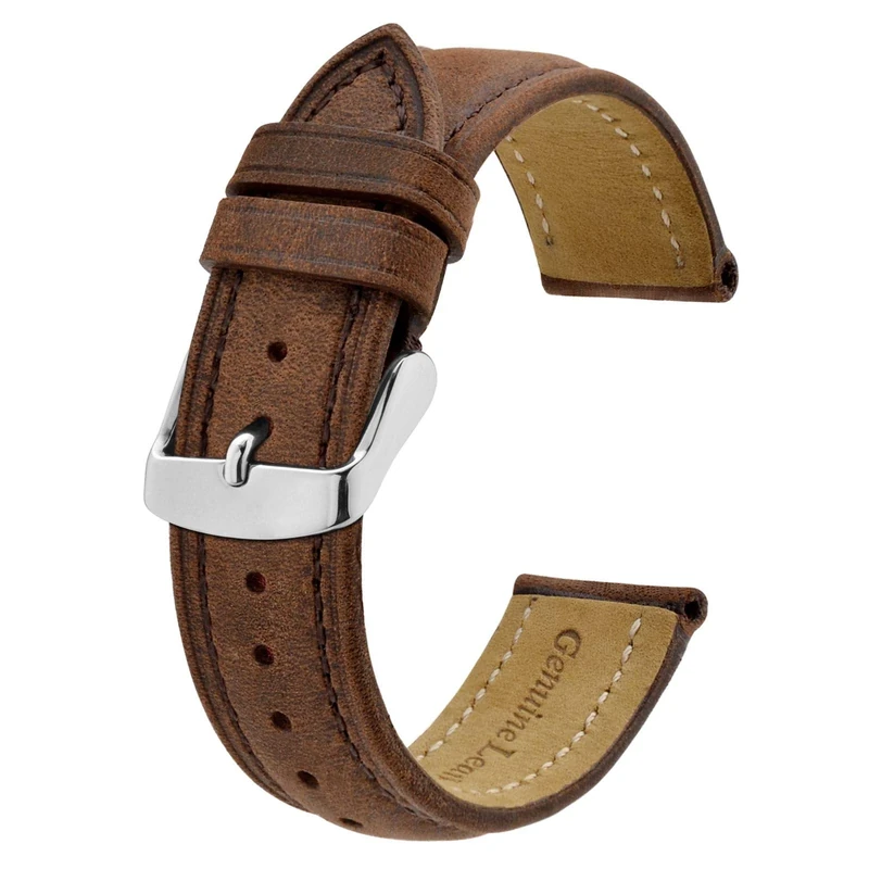 BISONSTRAP 14mm Vintage Leather Watch Band - Dark Brown Strap